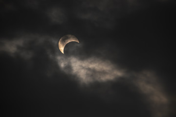 Sun eclipse in clouds