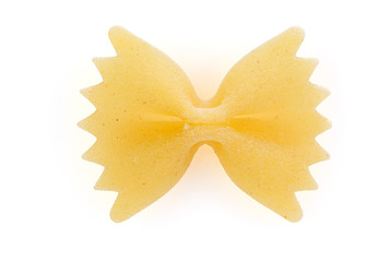 Farfalle - dry pasta isolated on a white background . A variety of types and forms of Italian pasta. Full depth of field.