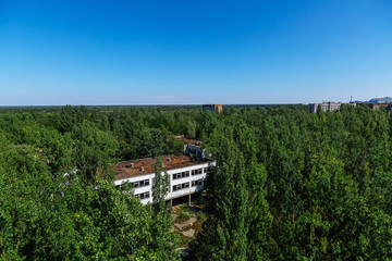 Abandoned buildings of ghost town Pripyat Chornobyl Zone