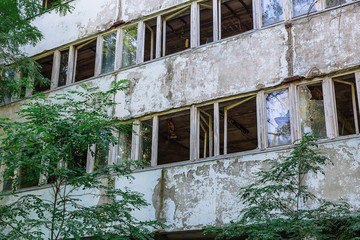 Abandoned buildings of ghost town Pripyat Chornobyl Zone