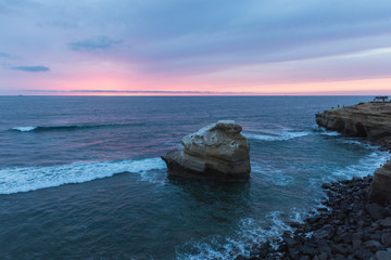 sunset on the coast at Sunset Cliffs Natural Park, San Diego, California