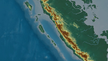 Sumatera Barat, Indonesia - outlined. Relief