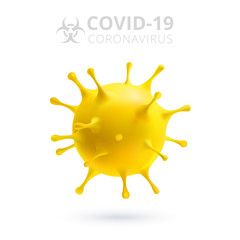 Coronavirus disease COVID-19 infection medical isolated. China pathogen respiratory influenza covid virus cells. Chinese coronavirus COVID-19 under the microscope. vector illustration