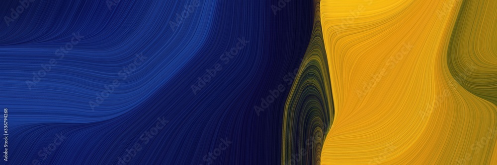 Poster modern dynamic designed horizontal header with golden rod, midnight blue and brown colors. graphic w