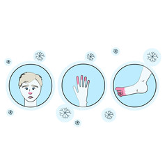 Icons on the theme of frostbite and cold danger