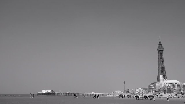 Old style shot of Blackpool tower UK 4K