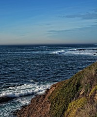 waves crashing on rocks