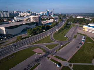 Overhead view of empty intersection Streets Aerial View