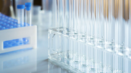 An empty tubes on the racks inside the laboratory