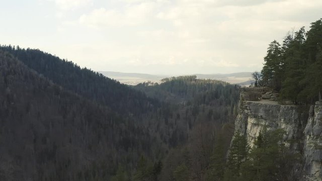 Aerial view of Slovak Paradise in the village of Spisske Tomasovce in Slovakia