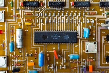 Electric control panel. Fragment. Close-up.