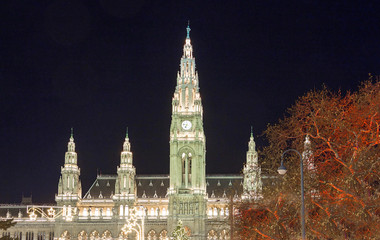 The famous Rathaus -City Hall of Vienna , Austria.