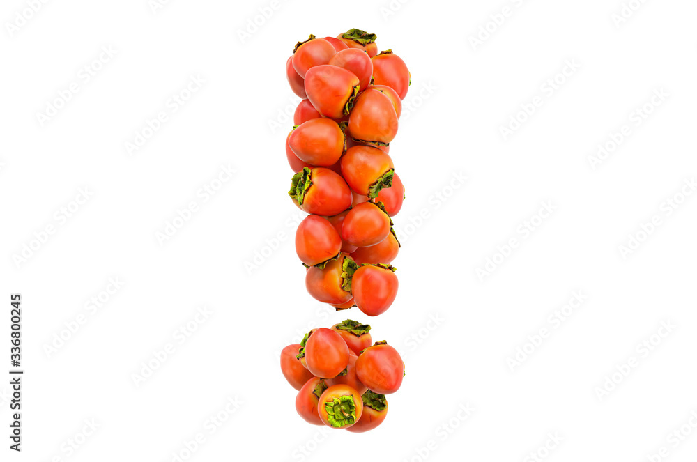 Poster exclamation mark from persimmons. 3d rendering