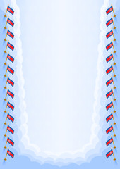 Fototapeta premium Vertical frame and border with North Korea flag