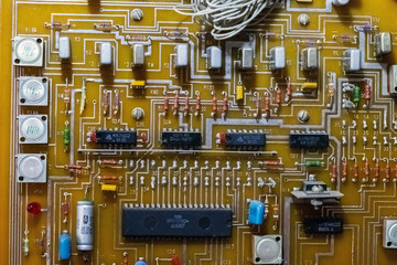 Electric control panel. Fragment. Close-up.