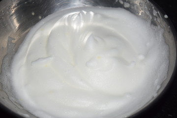 Close up of egg white beaten