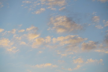 Beautiful sunny sky without contrails but some clouds
