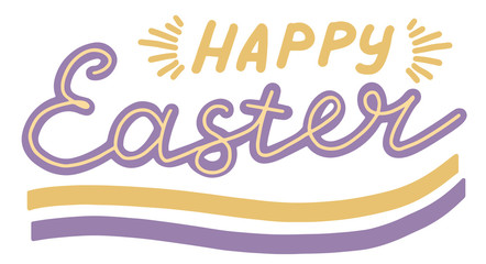 Happy Easter, lettering calligraphy , colorful isolated handwritten text on white background. Template for typography poster, banner,  postcard, flyer, vector eps.