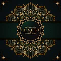 Luxury mandala background with golden arabesque pattern arabic islamic east style for Wedding card, book cover.
