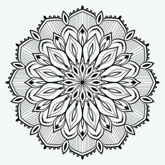 Simple Mandala Shape for Coloring. Vector Mandala. Floral. Flower. Oriental. Book Page. Outline. 
