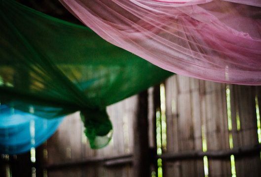 Straw hut with mosquito nets, Chiang Mai, Thailand