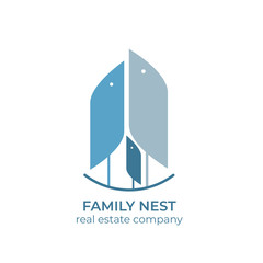 Real estate copmany logo template. Real estate for families. Birds family in the nest.