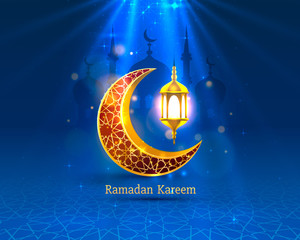 Obraz na płótnie Canvas Ramadan cover card, Drawn mosque night view from arch. Arabic design background. Handwritten greeting card.