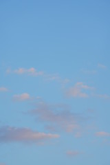 Beautiful clear blue sky without contrails but small clouds