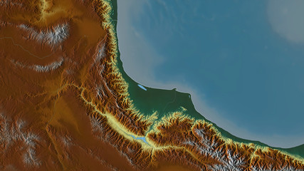 Gilan, Iran - outlined. Relief