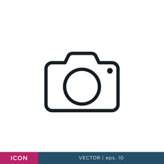 Camera icon vector design template. Editable stroke