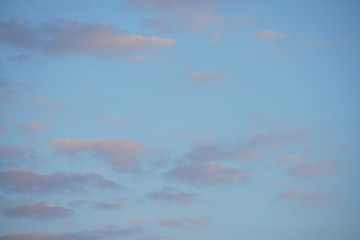 Beautiful clear blue sky without contrails but small clouds