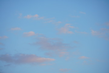 Beautiful clear blue sky without contrails but small clouds
