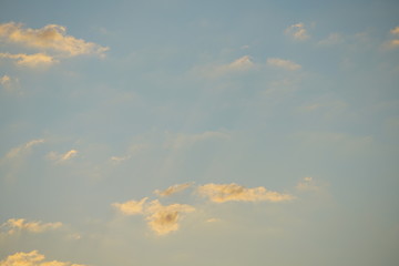 Beautiful clear blue sky without contrails but small clouds