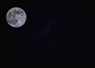 Bright full moon with stars in the background