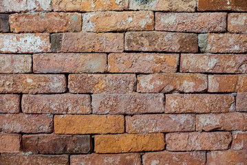 Brick wall high resolution, Abstract pattern on black backdrop. Old brick red color wall.