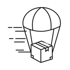 box package with parachute line style icon vector illustration design