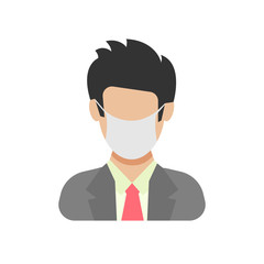 People in flat style with medical mask