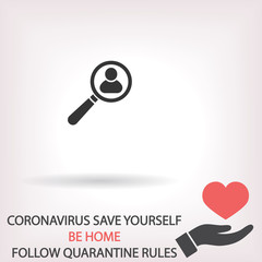 Magnifier with a man  vector icon , lorem ipsum Flat design