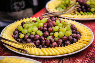 Cheese platter with grape