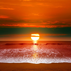 Panele Szklane Podświetlane  Epicki zachód słońca nad oceanem