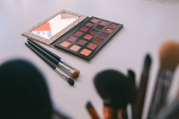 Makeup cosmetics tools background