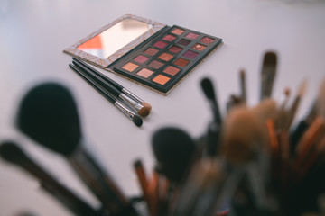 Makeup cosmetics tools background