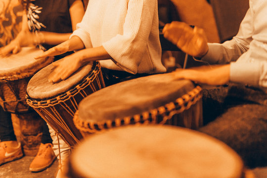 Drumming Of A Group Of People