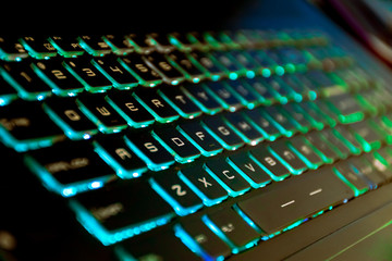 Backlight gaming keyboard with blue and green color schemes	