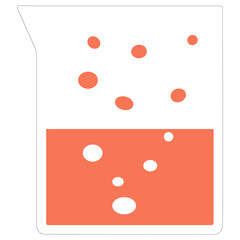 Vector Illustration of chemical reaction in a glass beaker.
