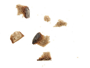 Bread crumbs isolated on white background