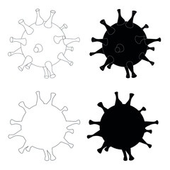 COVID-19. Virus sars, virion. Coronavirus monochrome icon set. Symbol art design elements stock vector illustration for web, for print