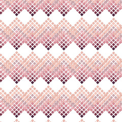 seamless pattern with watercolor square elements on white background. Multicolour mosaic segments for clothes and interior design, kitchen, bathroom, red wine concept, pink, grey, peach gradient 