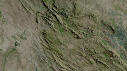 Kermanshah, Iran - outlined. Satellite