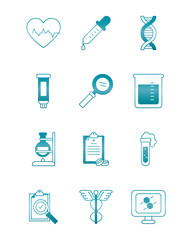 cardio heart with medical, science and investigation icon set, gradient style